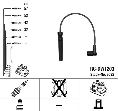 Solo Hoy Juego de cables de encendido NGK 6022 NGK 6022